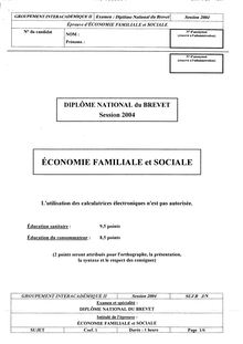 Brevet economie familiale et sociale 2004