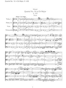 Partition complète, corde quatuor No.16, E♭ major, Mozart, Wolfgang Amadeus par Wolfgang Amadeus Mozart