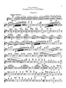 Partition flûte 1, 2, Symphony No.3, D Major, Schubert, Franz