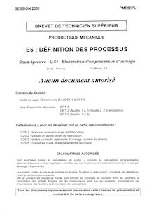 Btsprodu elaboration d un processus d usinage 2001 elaboration d un processus d usinage