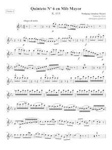 Partition violon I, corde quintette No.6, E♭ major, Mozart, Wolfgang Amadeus par Wolfgang Amadeus Mozart
