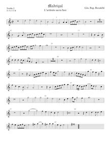 Partition viole de gambe aigue 2, L ardente sacra face, Recalchi, Giovanni Battista