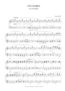 Partition complète (S.659), Ave Maria d  Arcadelt, Liszt, Franz
