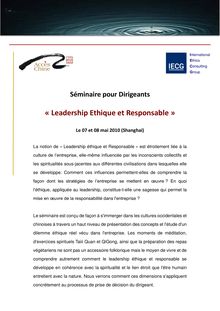 « Leadership Ethique et Responsable »