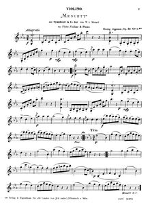 Partition de violon, Symphony No.39, E♭ major, Mozart, Wolfgang Amadeus