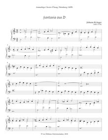 Partition Fantasia aus D, Anmuthige Clavier-Übung, Keyboard, Krieger, Johann