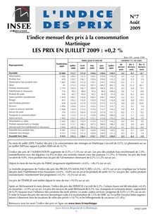 Lindice mensuel des prix en Martinique en juillet 2009 : +0,2%