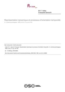 Représentation dynamique et processus d orientation temporelle - article ; n°3 ; vol.95, pg 441-457