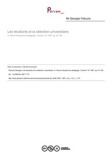 Les étudiants et la sélection universitaire - article ; n°1 ; vol.119, pg 91-106