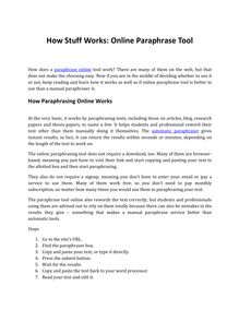 How Does an Online Paraphrase Tool Work?