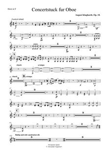 Partition cor 1, 2 (F), Konzertstück pour hautbois et orchestre, Op.18