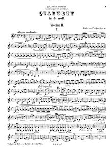 Partition violon 2, corde quatuor No.1, Op.8, G minor, Perger, Richard von