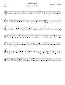 Partition ténor viole de gambe 1, aigu clef, 12 madrigaux, Arcadelt, Jacob par Jacob Arcadelt