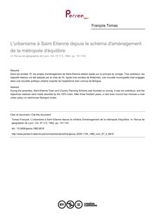 L urbanisme à Saint Etienne depuis le schéma d aménagement de la métropole d équilibre - article ; n°2 ; vol.57, pg 131-143