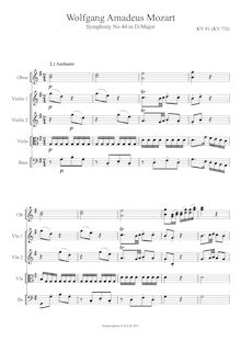 Partition complète, Symphony No.44, D major, Mozart, Wolfgang Amadeus