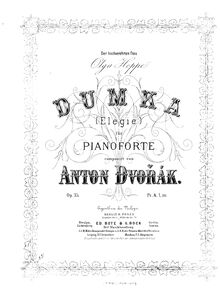 Partition complète, Dumka, D minor, Dvořák, Antonín