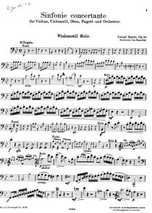 Partition de violoncelle, Concertante en B♭ major, Sinfonia No.105