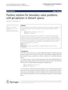 Positive solution for boundary value problems with p-Laplacian in Banach spaces