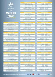 Calendrier des matches de la Ligue 1 - document de la LFP
