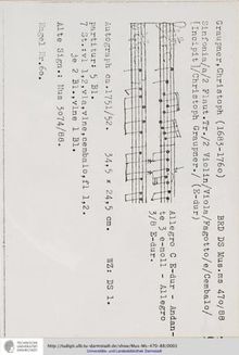 Partition complète et parties, Sinfonia en E major, GWV 562