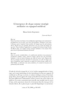 L’émergence de dizque comme stratégie médiative en espagnol médiéval - article ; n°1 ; vol.29, pg 483-495