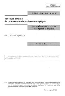 Composition de linguistique 2006 Agrégation d anglais Agrégation (Externe)