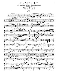Partition de violon, Piano quatuor, F minor, Roberti, Giulio