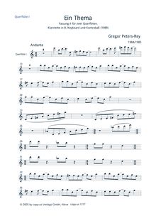 Partition flûte I, Ein Thema (Version II), 2 Concert Flutes, Clarinet, Keyboard, Contrabass