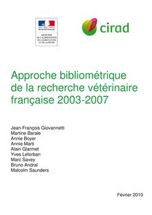 Approche bibliométrique de la recherche vétérinaire française 2003-2007