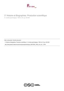 Histoire et Biographies. Production scientifique - compte-rendu ; n°1 ; vol.40, pg 233-238