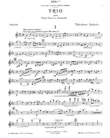 Partition de violon, Piano Trio en C Minor, Dubois, Théodore