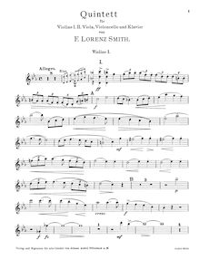 Partition violon I , partie, Piano quintette, Smith, F. Lorenz