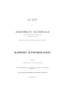 Rapport d information déposé... par la Commission de la défense nationale et des forces armées sur le contrôle parlementaire des opérations extérieures