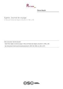 Egérie. Journal de voyage  ; n°4 ; vol.202, pg 446-446