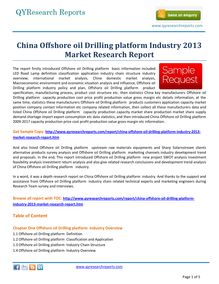 Worldwide report:-China Offshore oil Drilling platform Market 2013 by qyresearchreports.com