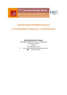 Richomme-Huet - Paradigmes entrepreneuriaux et entreprises ...