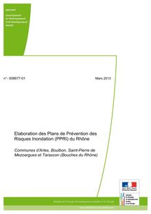 Elaboration des Plans de Prévention des Risques Inondation (PPRI) du Rhône. Communes d arles, Boulbon, Saint-Pierre de Mezoargues et Tarascon (Bouches du Rhône)