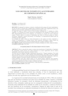 LOS GRUPOS DE INTERÉS EN LAS ENTIDADES DE CRÉDITO ESPAÑOLAS (STAKEHOLDERS IN SPANISH CREDIT INSTITUTIONS)