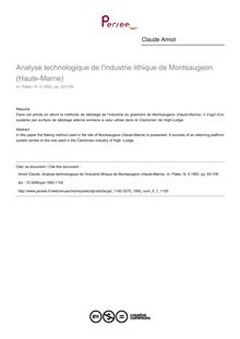 Analyse technologique de l industrie lithique de Montsaugeon (Haute-Marne) - article ; n°1 ; vol.5, pg 83-109