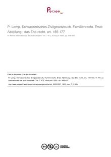 P. Lemp, Schweizerisches Zivilgesetzbuch, Familienrecht, Erste Abteilung ; das Ehc-recht, art. 159-177 - note biblio ; n°2 ; vol.7, pg 456-457