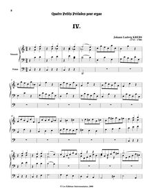 Partition Praeludium IV en C, Vier Præludia pro Organo Pleno, F major, F major, C major, C major