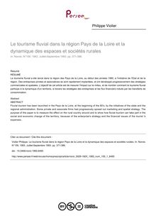 Le tourisme fluvial dans la région Pays de la Loire et la dynamique des espaces et sociétés rurales - article ; n°1 ; vol.159, pg 371-386