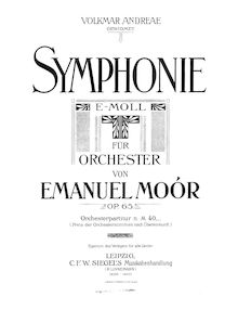 Partition complète, Symphony, Op.65, E minor, Moór, Emanuel