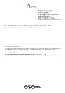 Les fouilles du site de Kabah (Yucatán) : saison 1991 - article ; n°1 ; vol.78, pg 9-29