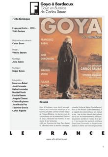 Goya à Bordeaux de Saura Carlos