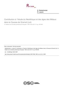 Contribution à 1 étude du Néolithique et des âges des Métaux dans le Causse de Gramat (Lot) - article ; n°9 ; vol.26, pg 455-460