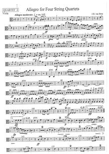 Partition quatuor II: viole de gambe, Allegro pour 4 corde quatuors