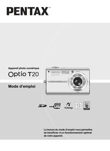 Notice Appareil Photo numériques Pentax  Optio T20