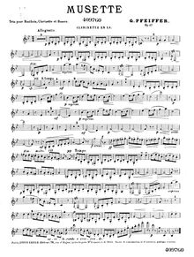 Partition clarinette (en A), Trois feuillets d album pour piano, Op.47