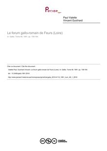 Le forum gallo-romain de Feurs (Loire) - article ; n°1 ; vol.48, pg 109-164